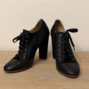 Etro Black Lace-Up Block Heels